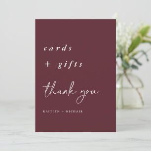 Letrero de tarjetas y regalos de boda Merlot 5x7