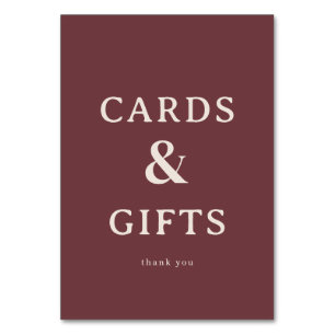 Letrero de tarjetas y regalos minimalista en Marró
