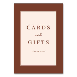 Letrero de tarjetas y regalos serif marrón agradec