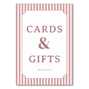 Letrero de tarjetas y regalos sofisticados de seri