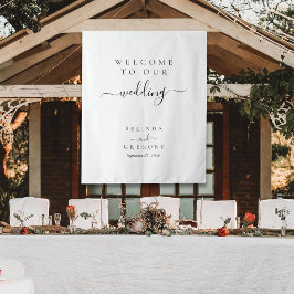 Letrero de tela de bienvenida a nuestra boda con l