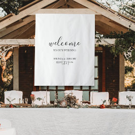 Letrero de tela de bienvenida a nuestra boda con l
