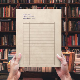 Letrero de tinta de papel de la tarjeta de bibliot