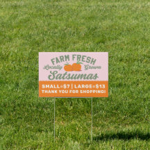 Letrero de venta de satsumas frescas de granja