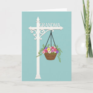 Letrero del Día de las Abuelas Tarjeta de Flor