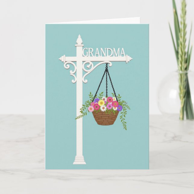Letrero del Día de las Abuelas Tarjeta de Flor (Anverso)
