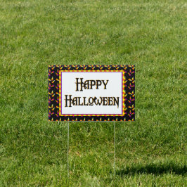 Letrero Feliz Rótulo de Halloween Candy Pattern Yard