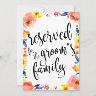 Letrero Floral Asequible Reservado para la Familia