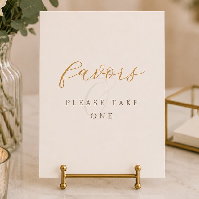 Letrero Minimalista de Mesa para Recuerdos de Boda (Minimal Cocoa Brown Wedding Favors Tabletop Sign)