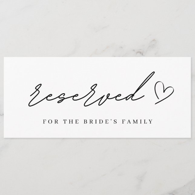 Letrero Minimalista de Silla Reservada para Boda (Anverso)