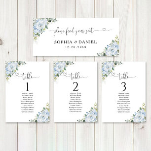 Letrero para Mesa Principal de Boda Floral Azul Cl