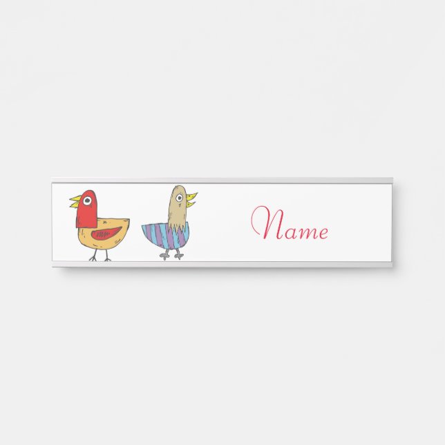 Letrero Para Puerta 4 Aves divertidas Thunder_Cove (Anverso)