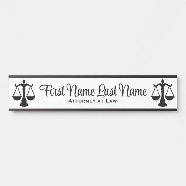Letrero Para Puerta Abogado en la puerta de la ley Rótulo blanco (Anverso)