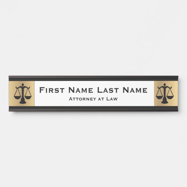 Letrero Para Puerta Abogado en la puerta de la ley Rótulo nombre largo (Anverso)