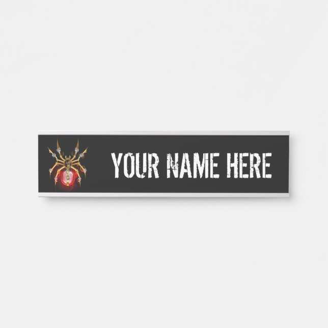 Letrero Para Puerta Araña de vapor sobre negro (Anverso)