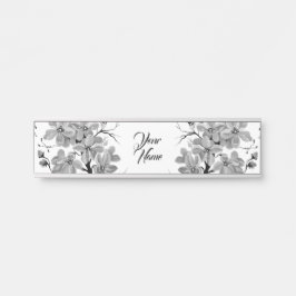Letrero Para Puerta Arbol de cerezo japonés sakura negro y blanco