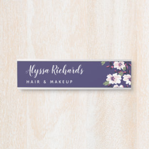 Letrero Para Puerta Armada y belleza floral blanca maquillada