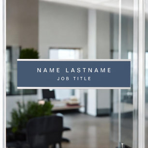 Letrero Para Puerta Azul Marino Blanco Moderno Elegante Profesional Cl