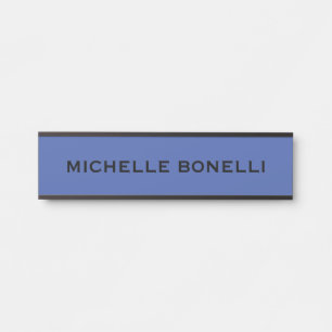 Letrero Para Puerta Azul Medio Minimalista Moderno Legible