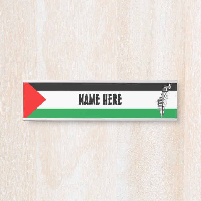 Letrero Para Puerta Bandera de Palestina y mapa con el modelo de Keffi (Anverso)