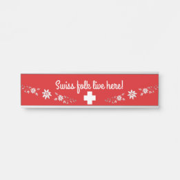 Letrero Para Puerta Bandera y edelweiss suizos