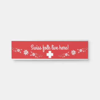 Letrero Para Puerta Bandera y edelweiss suizos