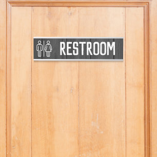 Letrero Para Puerta Baño de baño de la familia Black Wood All Gender