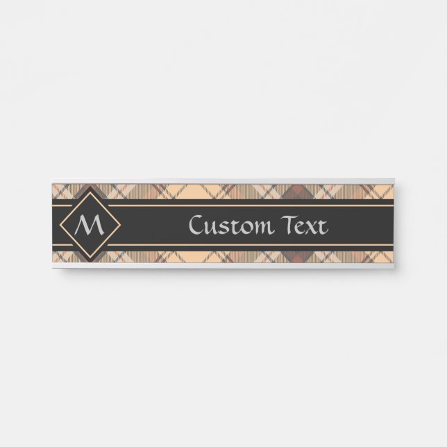 Letrero Para Puerta Beige y tartán marrón (Anverso)