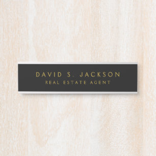Letrero Para Puerta Black Gold Modern Elegant Professional