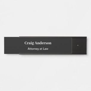 Letrero Para Puerta Black Professional Plain Modern Elegant Name
