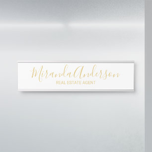 Letrero Para Puerta Blanco moderno profesional y oro de la escritura