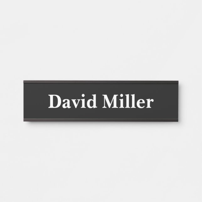 Letrero Para Puerta Blanco personalizado en negro (Anverso)