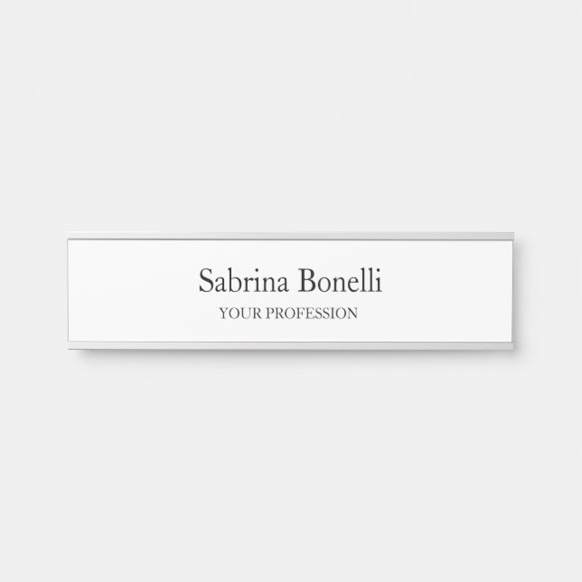 Letrero Para Puerta Blanco sencillo y elegante (Anverso)