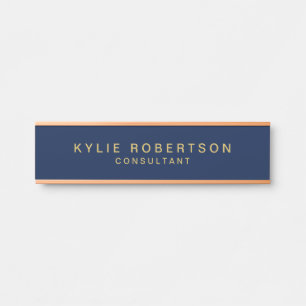 Letrero Para Puerta Blue Gold Colours Profesional Trendy Plain Moderno