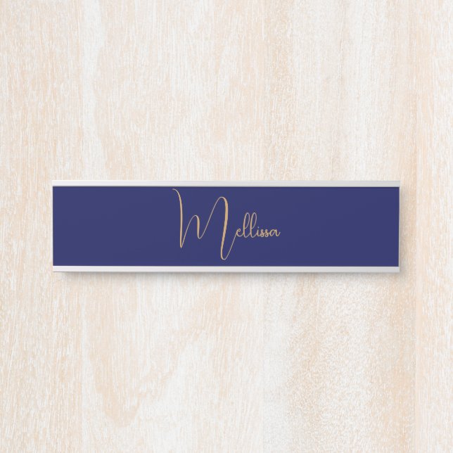 Letrero Para Puerta Blue minimalist custom name  (Anverso)