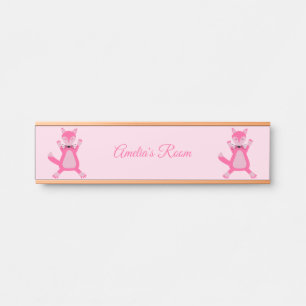 Letrero Para Puerta Bonito Bebé Rosa Fox Nombre Personalizado