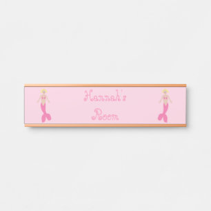 Letrero Para Puerta Bonito Fantasía Rosa Mermaid Nombre personalizado