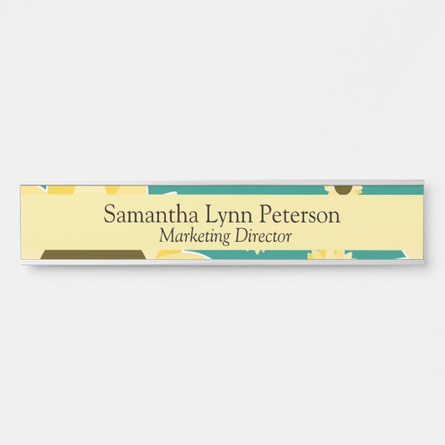 Letrero Para Puerta Bright Sunflowers on Green (Anverso)