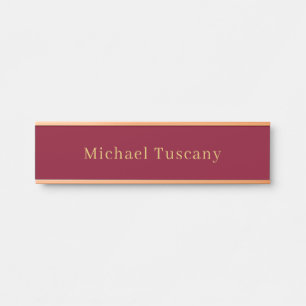 Letrero Para Puerta Burgundy Gold Profesional Minimalista Moderno Text
