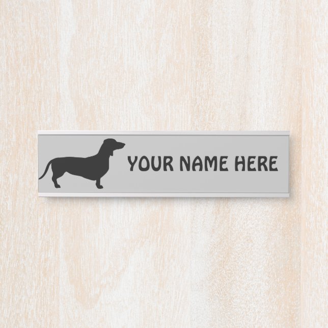 Letrero Para Puerta Cabello corto de Dachshund - Silhouette 1 (Anverso)