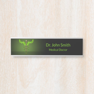 Letrero Para Puerta Caducto médico alternativo holístico hojas verdes