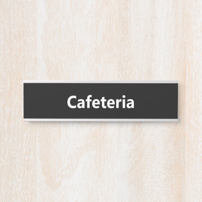 Letrero Para Puerta Cafetería Blanco y negro (Anverso)