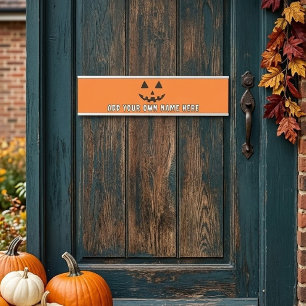 Letrero Para Puerta Calabaza Naranja Personalizada de Halloween con Tu