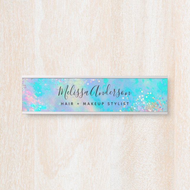 Letrero Para Puerta Calligrafía Purpurina de la Piedra Óptica Holográf (Anverso)