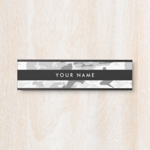 Letrero Para Puerta Camo Gris, Camuflaje de Invierno, Camuflaje de Nie