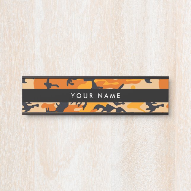 Letrero Para Puerta Camo naranja, Camuflaje, Militar, Ejército (Anverso)