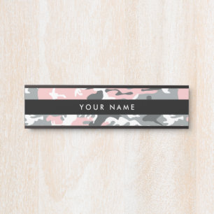 Letrero Para Puerta Camo rosa y gris, Camuflaje, Militar, Ejército