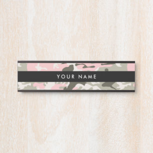 Letrero Para Puerta Camo rosa y verde, Camuflaje, Militar, Ejército
