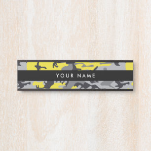 Letrero Para Puerta Camuflaje amarillo y gris, Camuflaje, Militar, Ejé