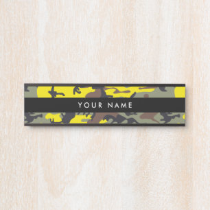 Letrero Para Puerta Camuflaje Amarillo y Marrón, Camuflaje, Militar, E